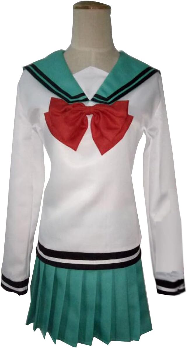 Anime Womens Costume Green Halloween Cosplay School Uniform Sailor Dress Suit (Large, Girls Set) - Image 2