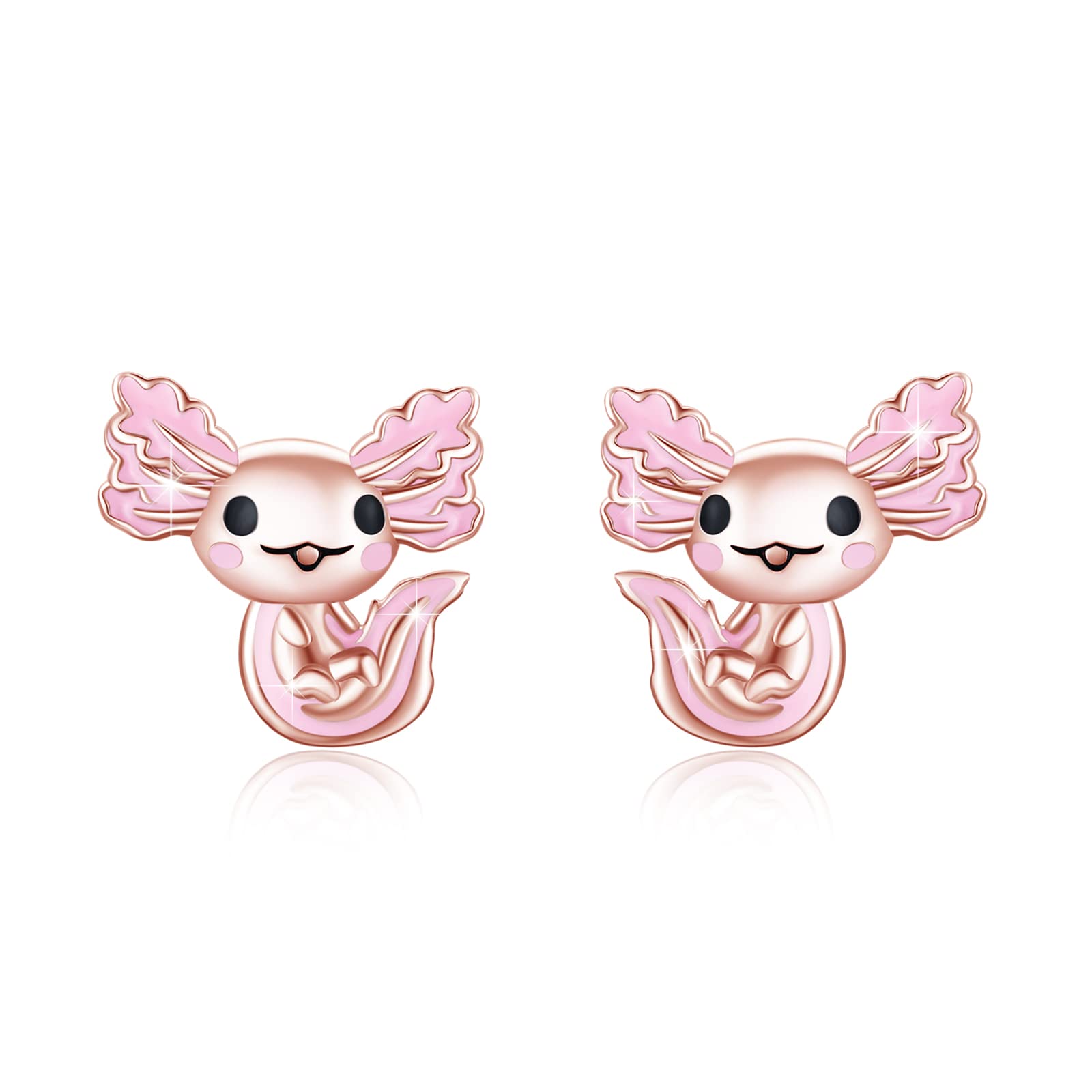 Axolotl Boucles d'oreilles à tige en argent sterling 925 hypoallergéniques en forme d'animal mignon Rose