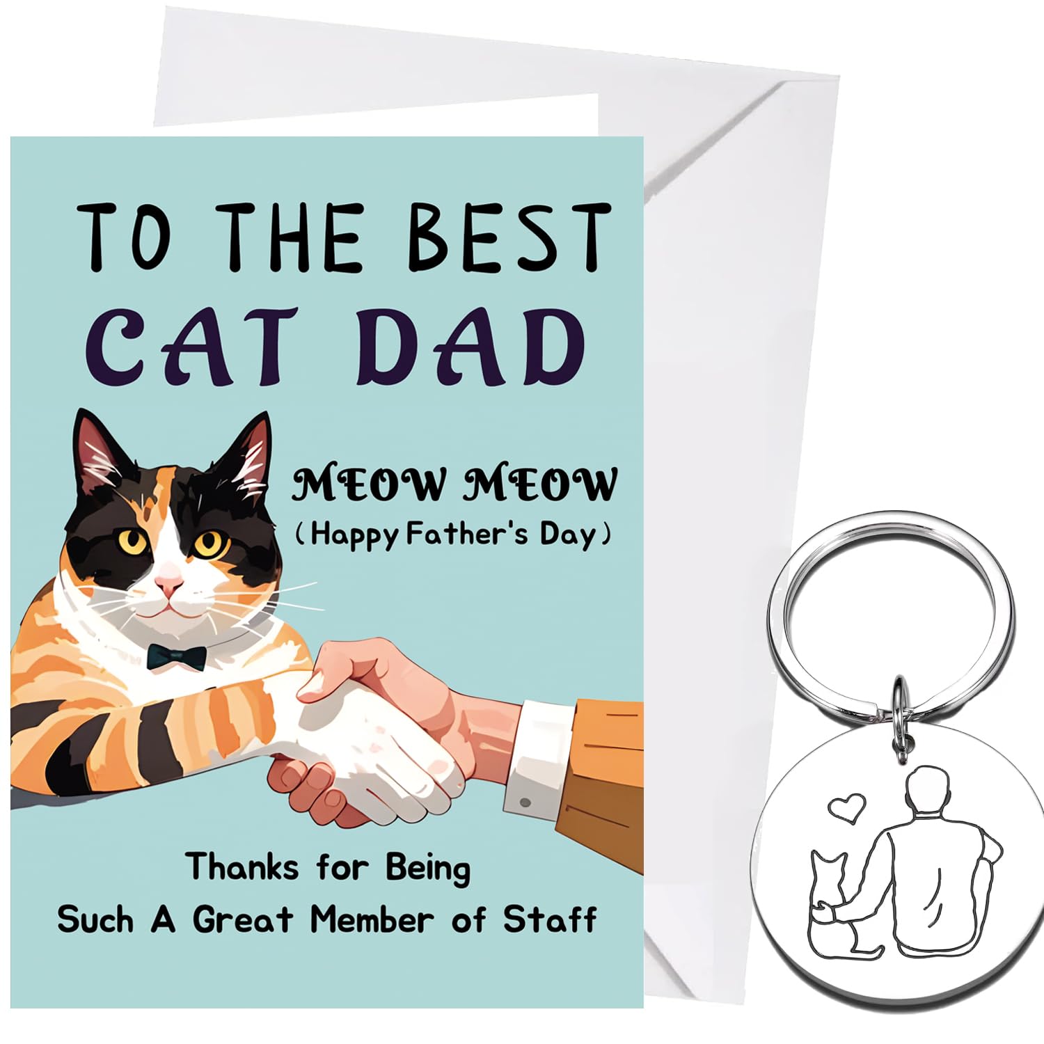 XINDY Fathers Day Card from The Cat, Cat Dad Fathers Day Card, Best Cat Dad Gifts Keyring Father's Day Gifts from Cat