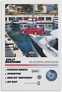 DAVE & Central Cee SPLIT DECISION Music Song Album Cover Poster Canvas Poster Bedroom Decoration Landscape Office Valentine's Birthday Gift Unframe-style12x18inch(30x45cm)