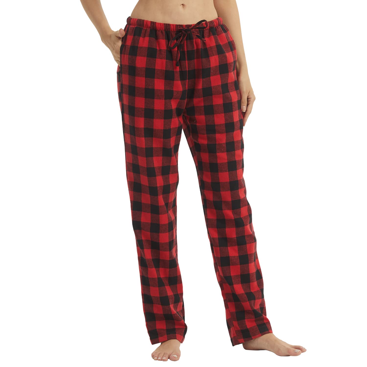 LNFINTDO 1-2 Pack Pyjama Bottoms Womens with Pockets Flannel Plaid Pjs Bottoms Fleece Chec...