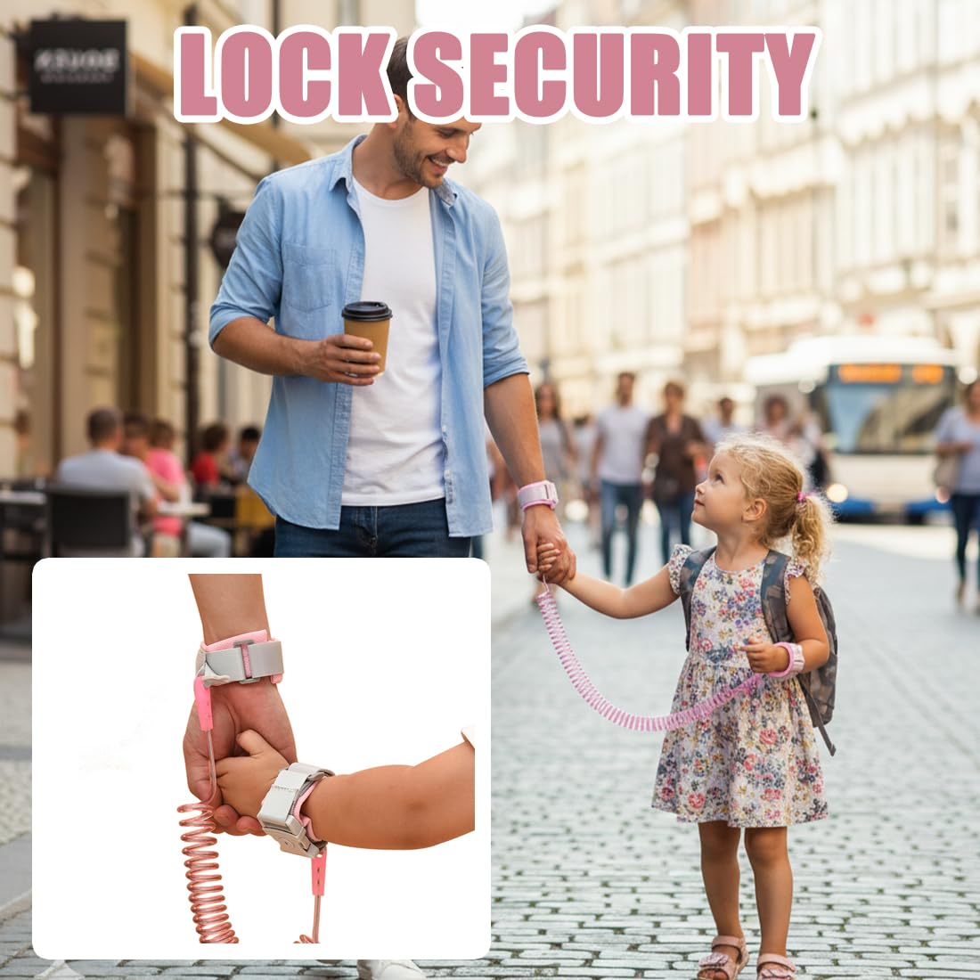 Harnais de sécurité Bracelet de sécurité enfant, laisse de sécurité enfant, bracelet de sécurité de 2 mètres, bracelet réglable pivotant à 360°, corde de marche