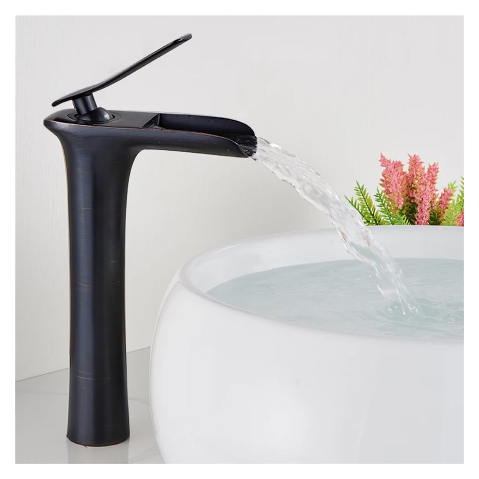 Grifo de cascada para lavabo de baño con montaje en encimera y sistema mezclador ORB