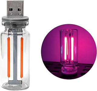 DXNQ Car USB Night Light Bulb, Plug-in USB Automotive Interface Charging Ambient Light, Portable Mini USB Retro Glass Bottle Lamp Decorations for Vehicle, Bedroom, Camping (Pink)