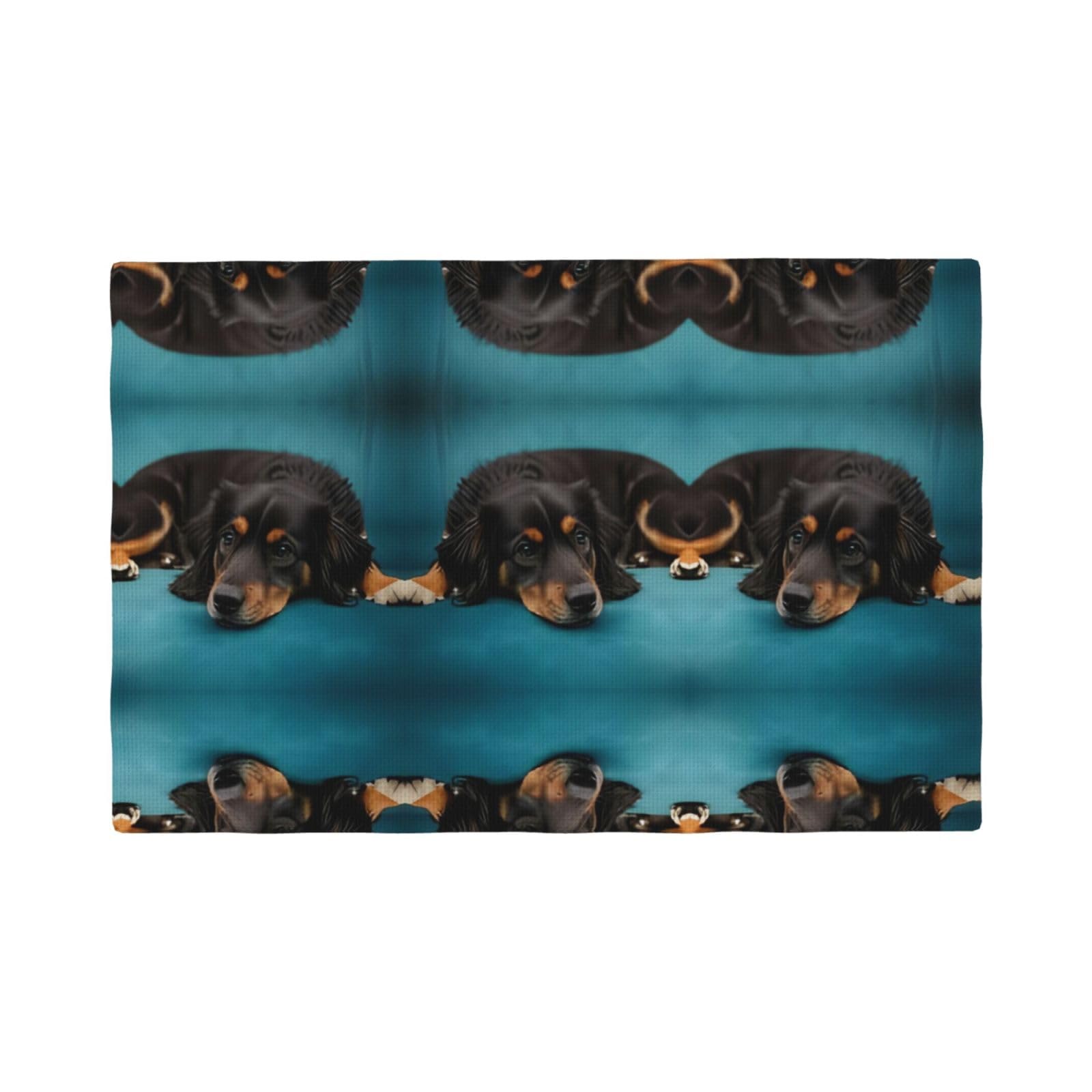 Cute Dog Imitation Linen Placemat – Elegant Double-Sided Printed Table Mat for Home, Dining, Weddings