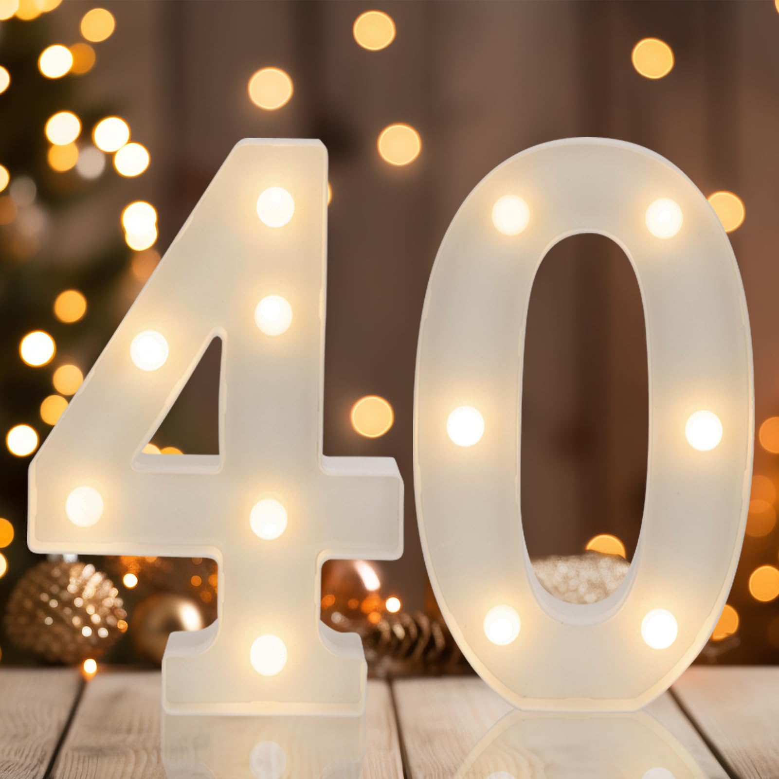 IFDGCTK Decorative Led Light Up Numbers, 40th Birthday Decorations, Warm White Led Numbers Lights, Lighted Marquee Number Sign for Sweet 40th Party