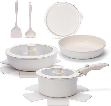 11 PCS Kitchen Cookware Sets with Detachable Handle, Pots and Pans Set Non Stick, Induction Pan Set for RV Cookware,Oven Safe, PFOA Free