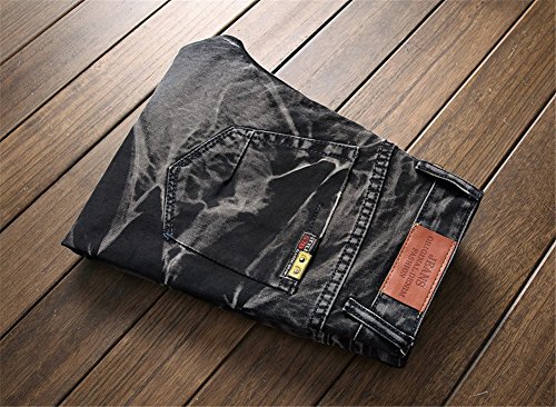 Yollmart Men's Biker Moto Skinny Fit Jeans Straight Denim Pants4