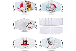 5-Pack Christmas Cheer Cloth Masks for Adults: Reusable Holiday Masks with 10...