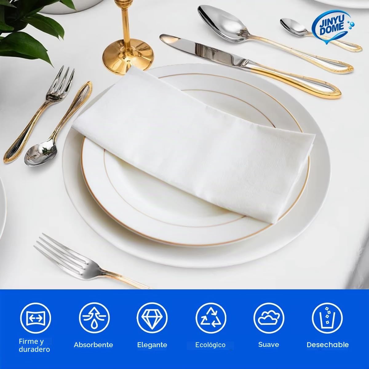 1800 Servilletas de Papel 33x33 cm Blancas – Desechables, 2 Capas – Suaves y Resistentes, para Bares, Heladerías, Snacks y Uso Diario