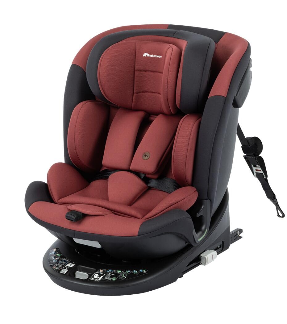 Bebeconfort RevolveFix 360 i-Size Girevole 360, Seggiolino Auto 0-36 Kg, 0-12 anni, ISOFIX con Top Tether, Seggiolino Reclinabile 6 Posizioni, 12 Posizioni Poggiatesta, Tessuti Traspiranti, Dual Red