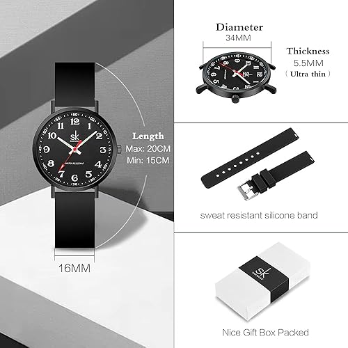 Miniatura 5 de SHENGKE Reloj deportivo casual para mujer, resistente al sudor, con esfera de fácil lectura y correa de silicona, resistente al agua