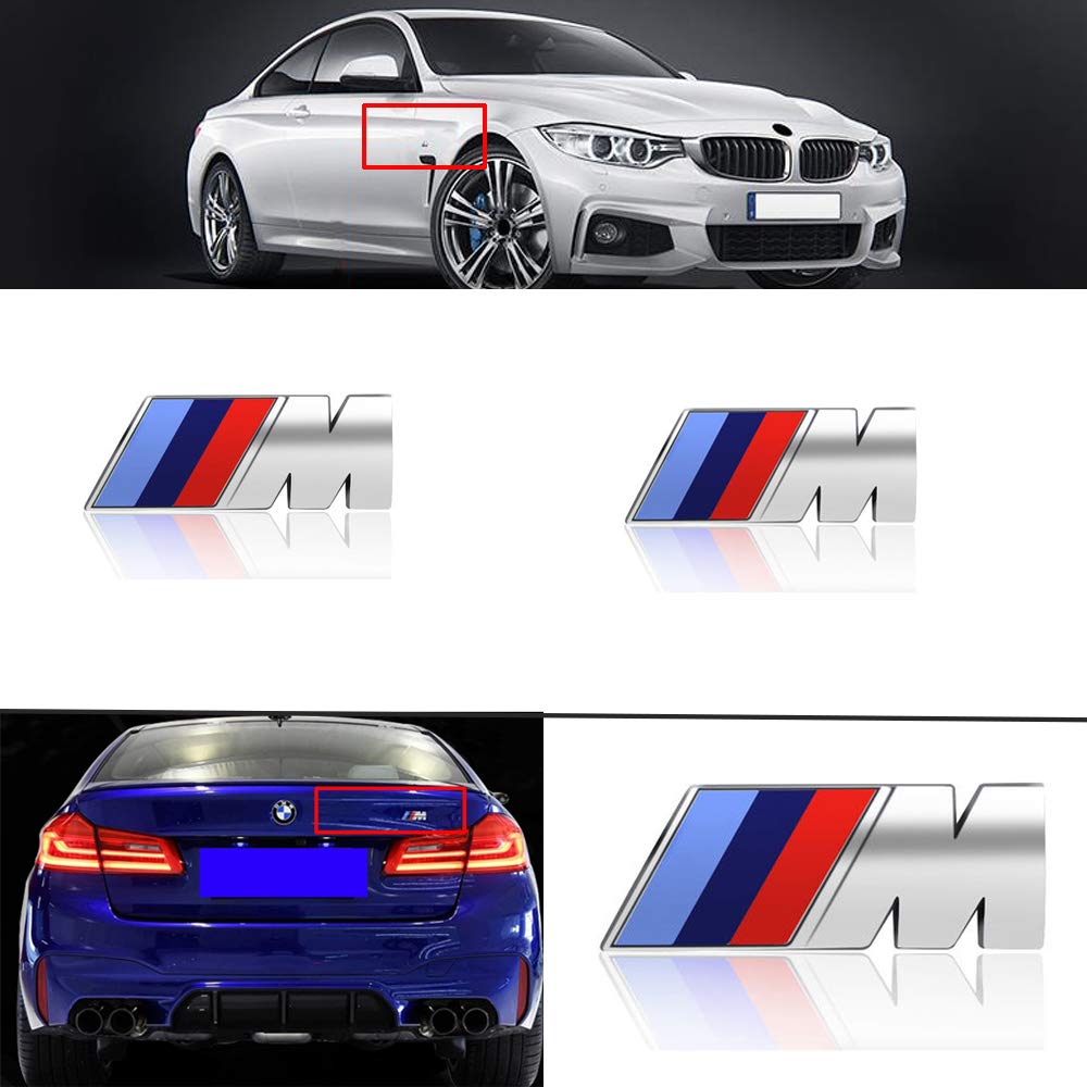 Bailunte Compatible 3pcs BMW M Power Badge Tri Color Rear Emblem Fender Side Emblem Car Decal Logo Sticker for All BMW Accessories