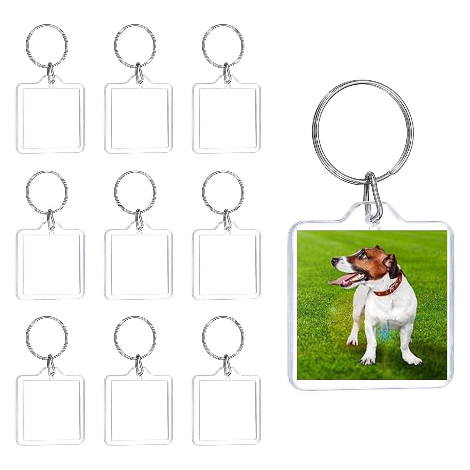 UDNUYFGZ Photo Keyring 10 Pcs Double Sided Blank Picture Keychain Personalised Photo Key Fob Holder with Split Ring for Women, Family, Friends(40X44mm)