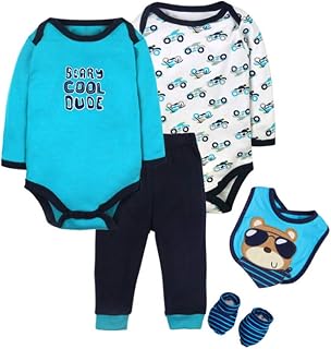 Monvecle Unisex Baby 4-Piece Infant to Toddler Summer Bodysuit and Shorts Gift Pack Set Price In India