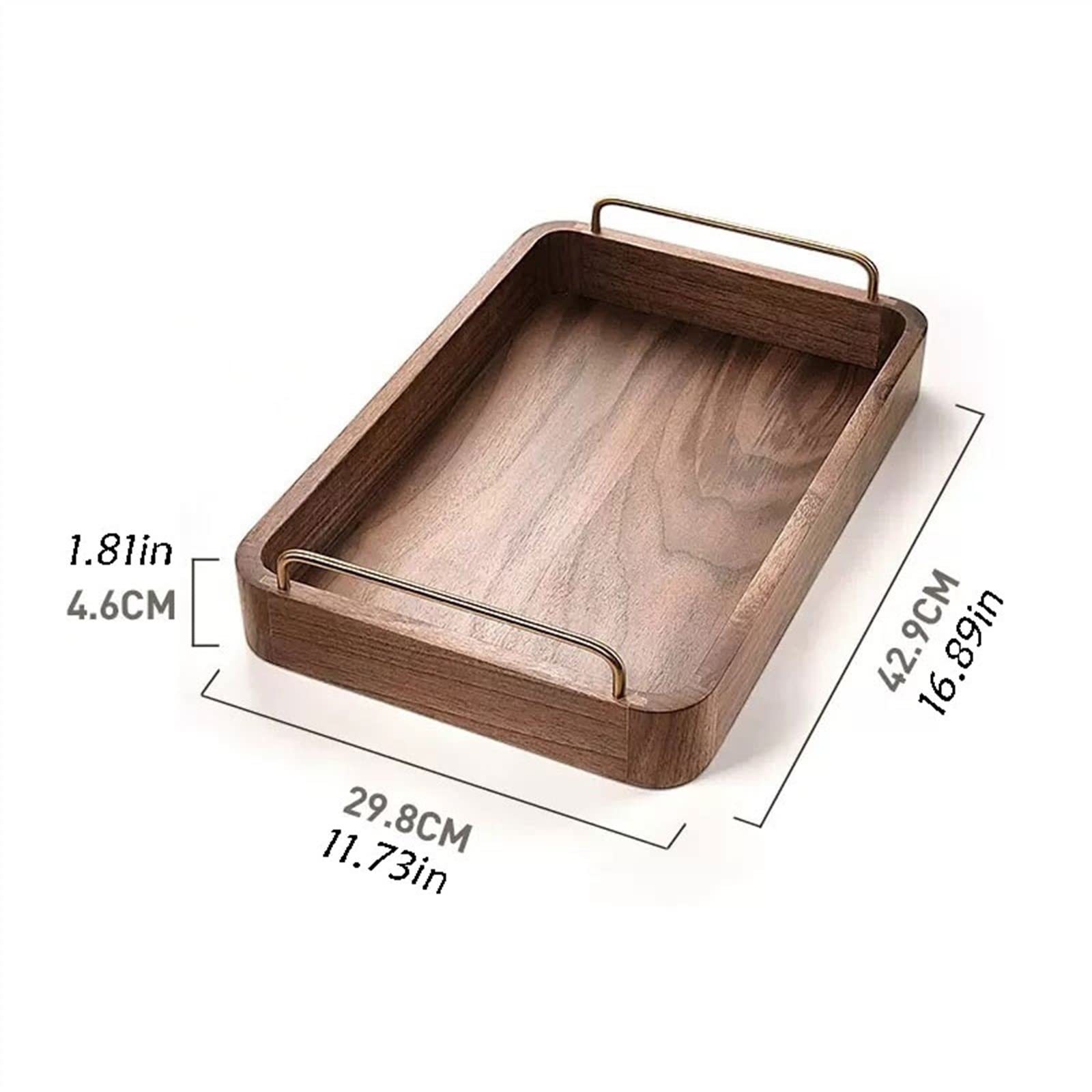 Bandeja Rectangular de Madera de Lujo para Servir, Multifuncional para el té de la Tarde y el café, Bandeja Decorativa Grande para reuniones Familiares (M)