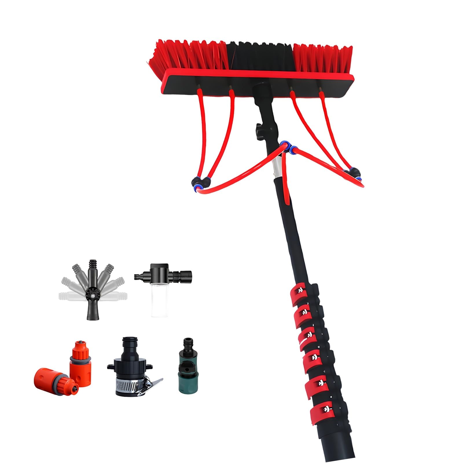 XYFGODEM Carbon Fiber Water Wash Wand 2 1 - Telescopic Handle for Cleaning Glass and Solar Panels, Efficient Safe