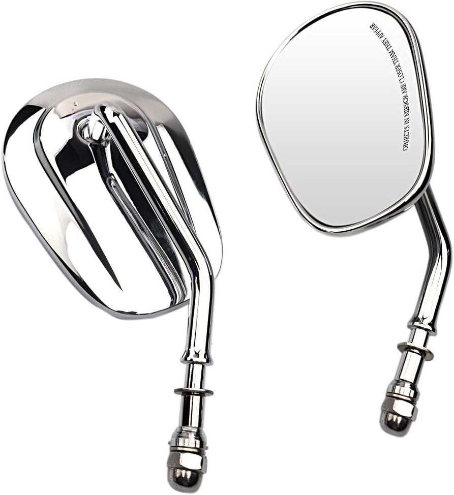 Motobiker Motorcycle Mirrors Compatible with Harley-Davidson Road King Sportster Street Glide Electra Glide Dyna Softail Road Glide 1982-2022 (Chrome)