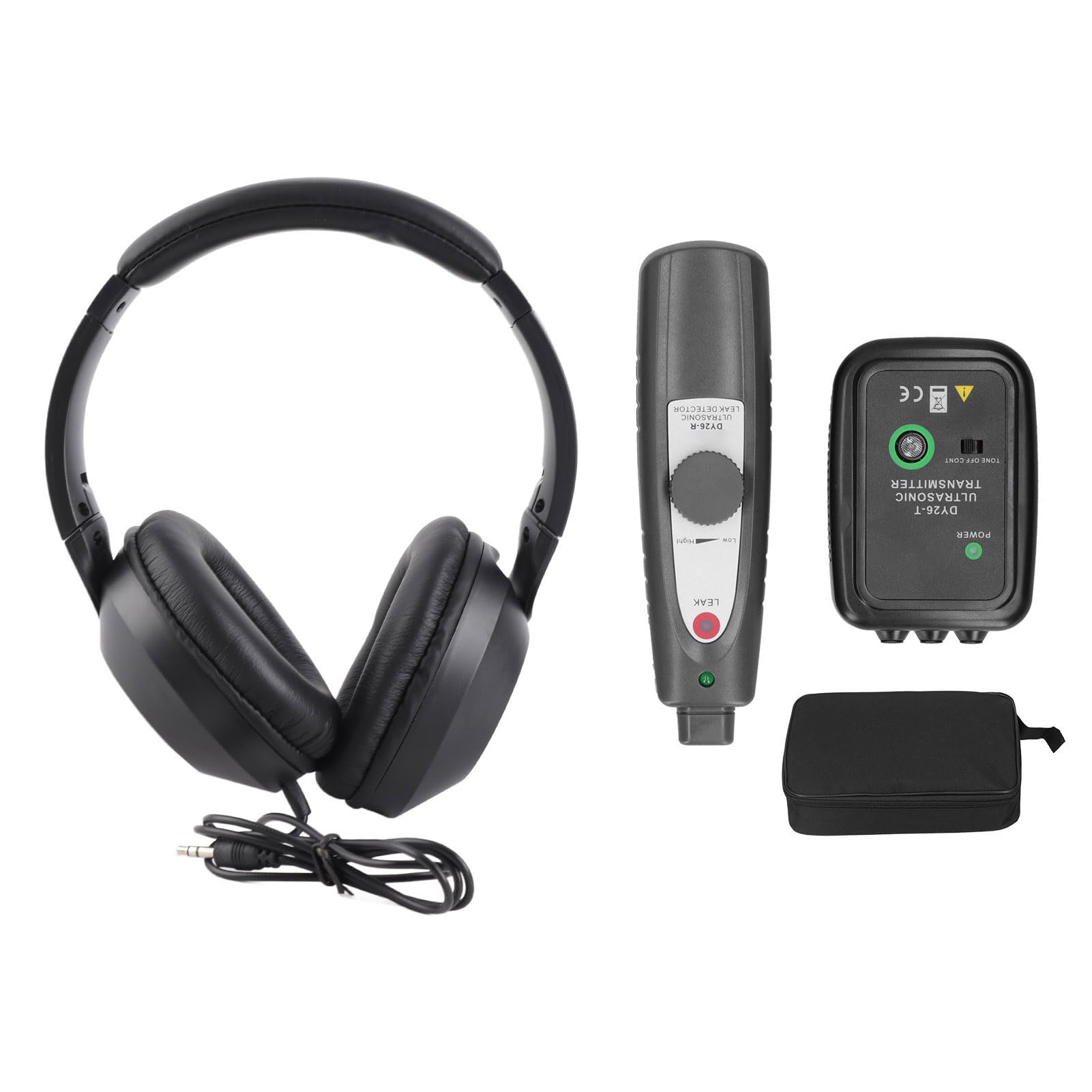 Détecteur de défauts à ultrasons Testeur de Fuite de gaz sous Vide Portable avec écouteur pour systèmes de Pression et Compartiments hermétiques Matériau Plastique Batterie 6F22 9