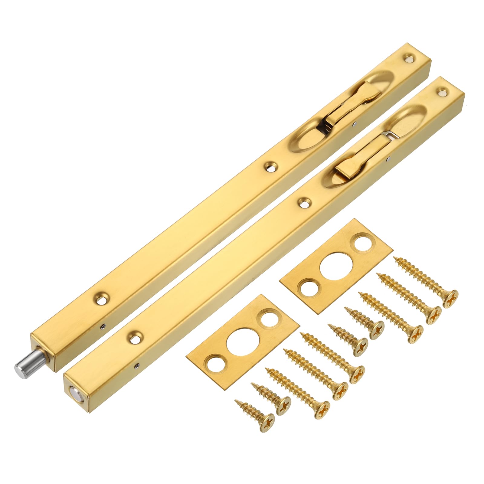 Verrou coulissant long 30,5 cm doré uxcell en acier inoxydable rigide lot de 2