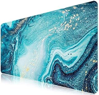 iCasso Large Gaming Mouse Mat,900 x 400mm Extended Large Size Mousepad,XXL Mouse Pad Non-slip Rubber Base and Waterproof Surface Mouse Desk Pad Keyboard Pad for Laser/Optical Mice-Watercolor Marble