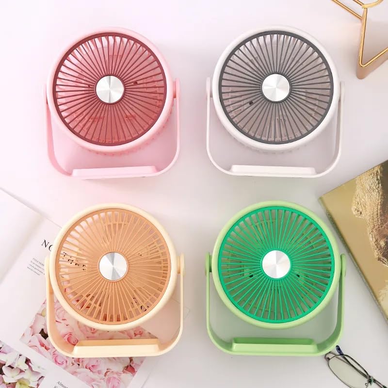 Image of Desidiya USB Rechargeable Mini Desk Fan, Portable Quiet Table Fan, Beige | USB rechargeable mini desk fan with quiet airflow, adjustable tilt and portable design for home, office & travel.