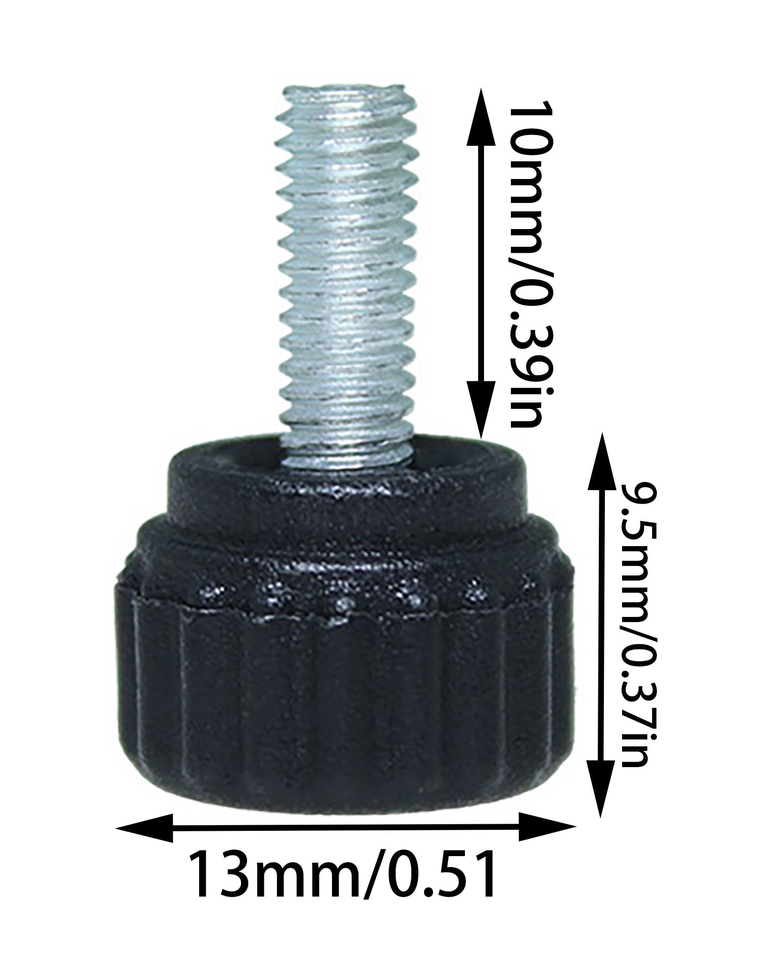 Bxian 20PCS M4x10mm Carbon Steel Thread Knurled Wing Screw Plastic Thumbscrews Black Round Fastening Screw for Electrical and Mechanical Application and Furniture