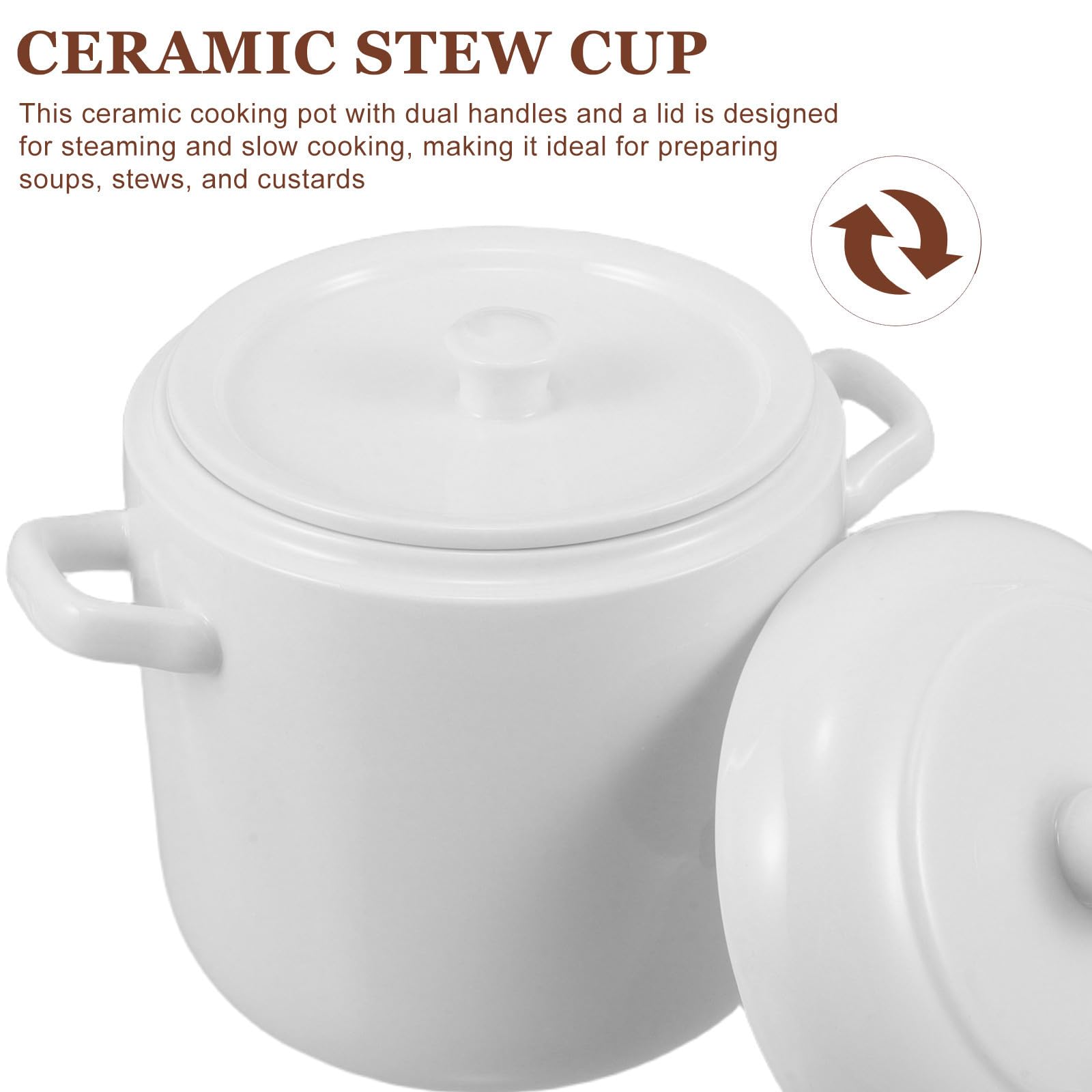 Tegame in Ceramica con Coperchio e Doppie Maniglie 950ml