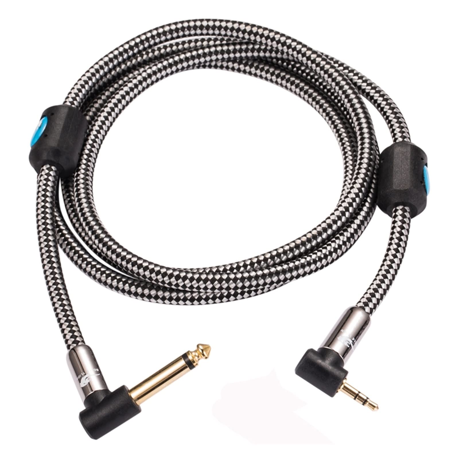Cavo audio Hifi da M~ni jack da 3,5 mm a MONO da 6,35 mm compatibile con l'angolo del mixer mobile for PC 1/4quot;Cavo schermato intrecciato jack TS 1M 2M 3M 5M 8M(Blue,150cm)