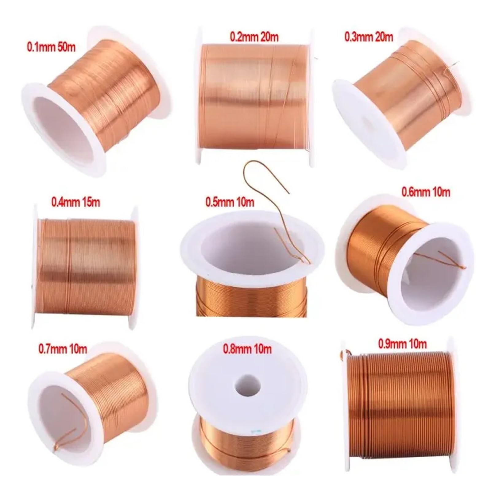 Alambre de cobre puro 1-3 rollos de alambre de cobre blando for electrocultivo de jardinería, cuentas for confeccionar joyas, joyería hecha a mano, arte DIY, 0,06-1,2mm(0.8mm 10m,3Rolls)