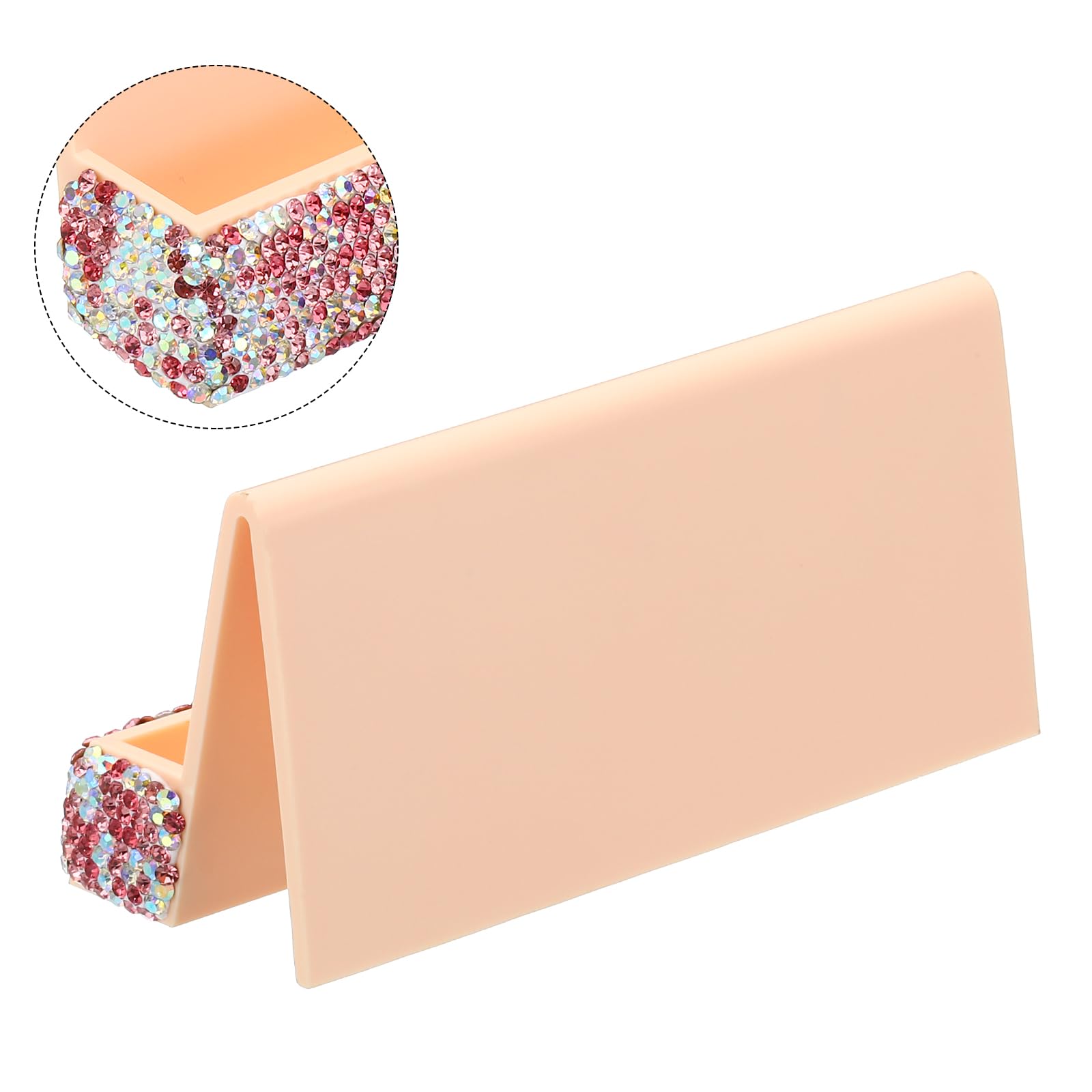 PATIKIL Business Card Holder for Desk 2 Pack Rhinestone Business Card Holders Crystal Card Stand Organizer Cards Display for Office Exhibition Pink - Image 3