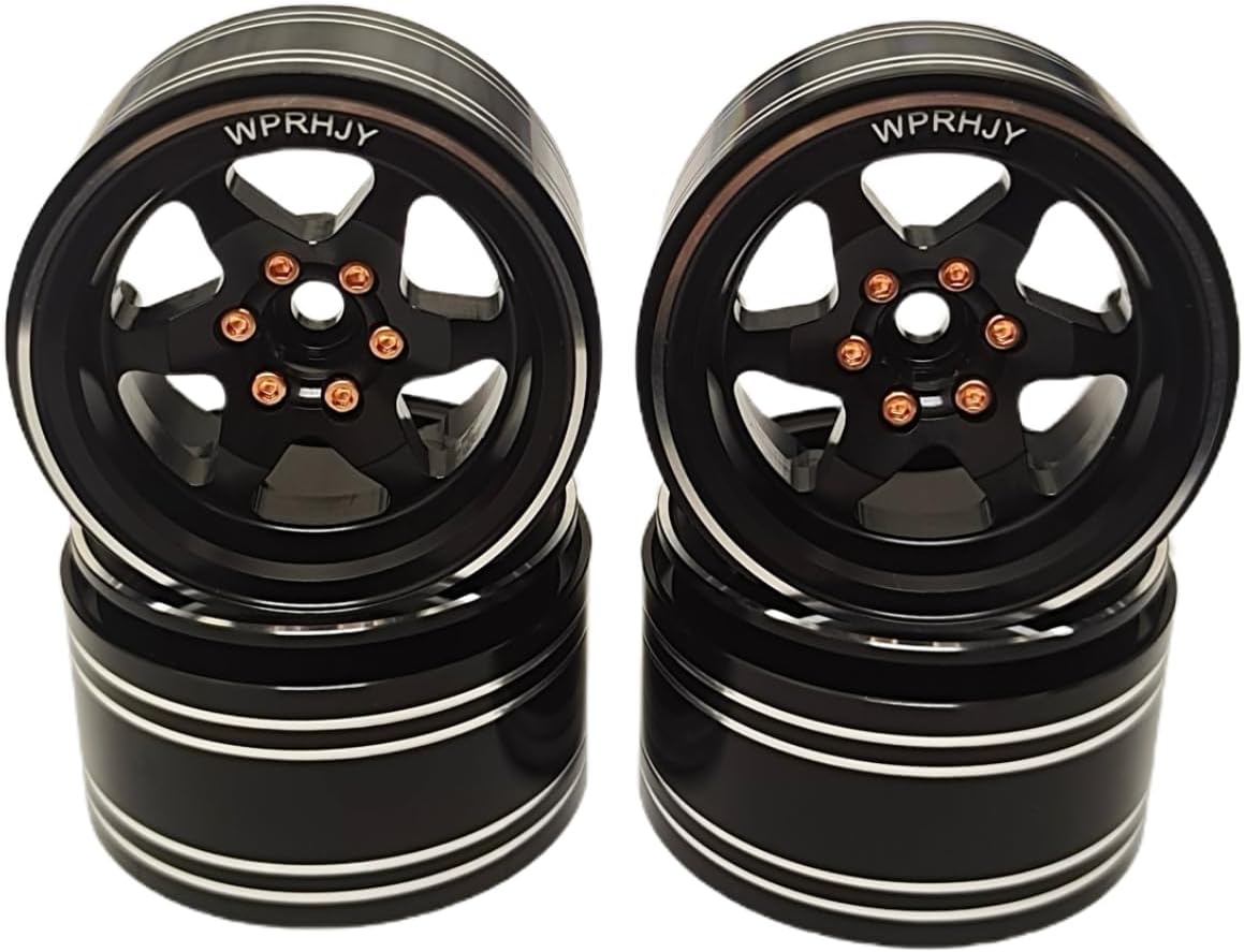 Aluminum 2.2 Beadlock Wheels, Featuring Retro Style RC Upgraded Wheels, Set of 4, for 1/10 RC Axial Ryft Wraith RR10 YETI SCX10 D90 TRX4 CC01. (Titanium color)