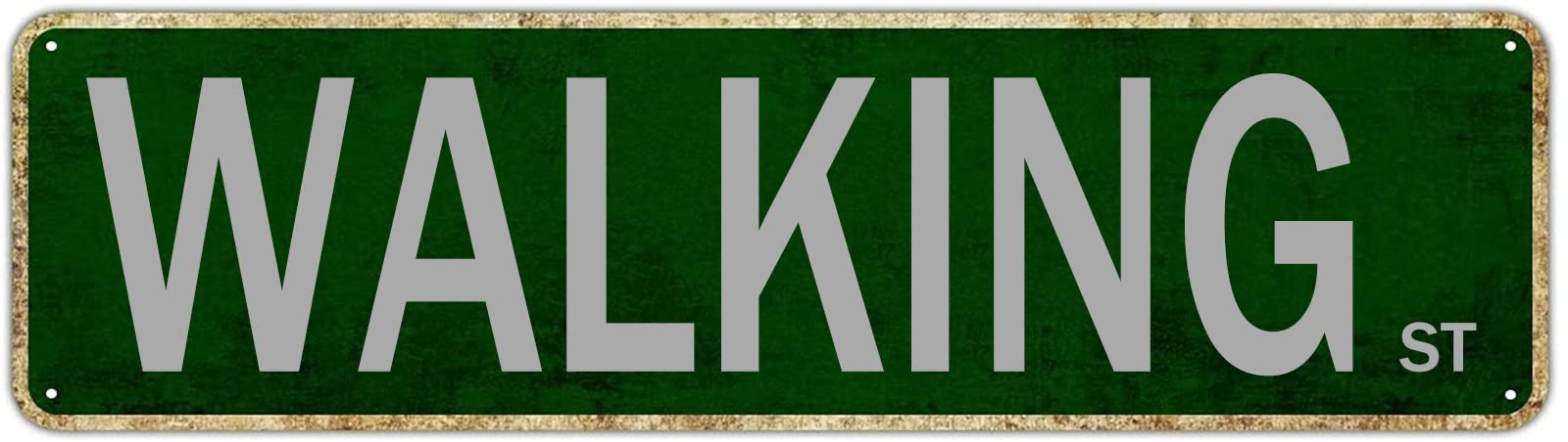 Walking St Retro Tin Signs Aluminum Metal Sign for Bedroom Kitchen Garden Wall Outdoor Non-Fade Pub Club Decor 4x16 Inch