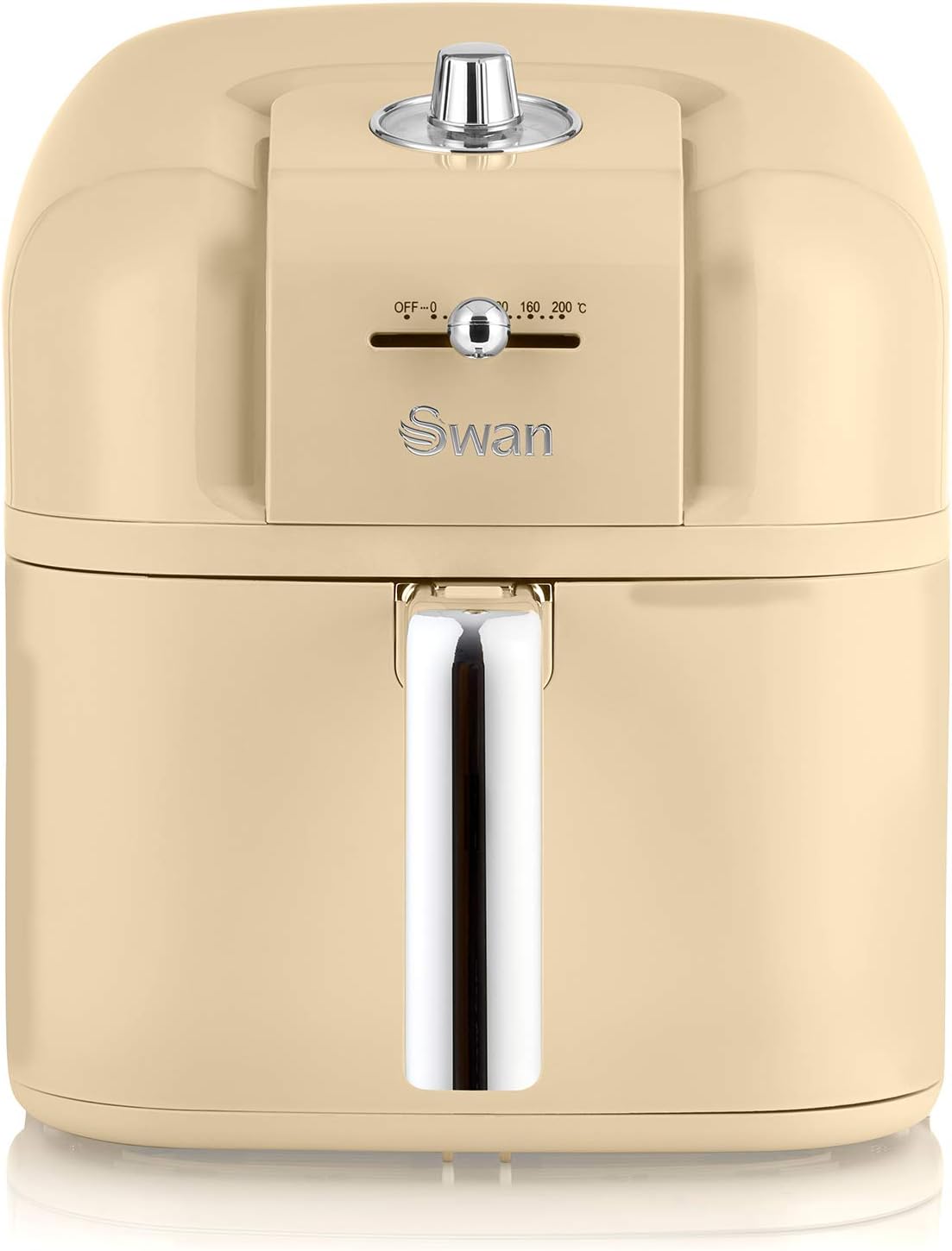 Swan SD10510CN Retro 6L Manual Air Fryer with Rapid Air Circulation, Adjustable Temperature, 60 Minute Timer, 1800W Retro Cream