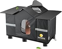 Texsens Weatherproof Outdoor Cat House: Insulated Elevated Shelter with Roof Window & Cozy Cushion for Feral Stray Barn Cats