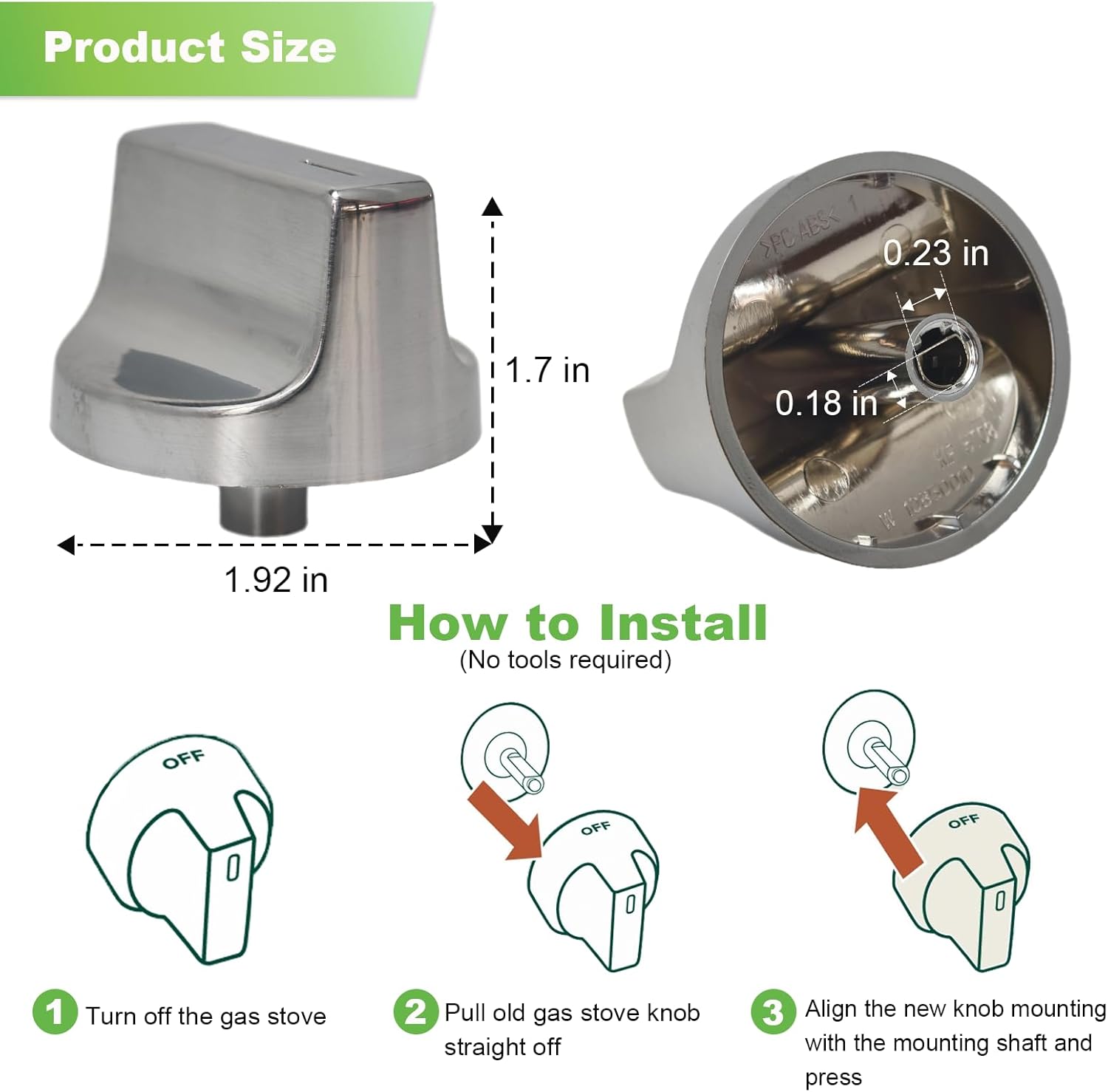 W11366438 Gas Stove Knobs, 5 Pack Silver Cooktop Knobs, Compatible with Whirlpool WCG55US0HS00 WCG55US6HS00 WCG55US6HS00, KIP5T08 W10850010 Range Parts Knobs