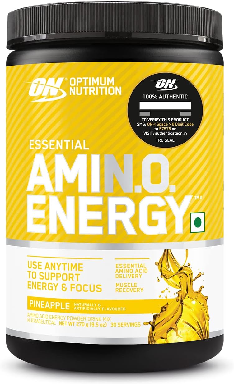Optimum Nutrition Amino Energy - Pre Workout with Green Tea, BCAA, Amino Acids, Keto Friendly, Green Coffee Extract, Energy Powder - Pineapple, 30 Servings