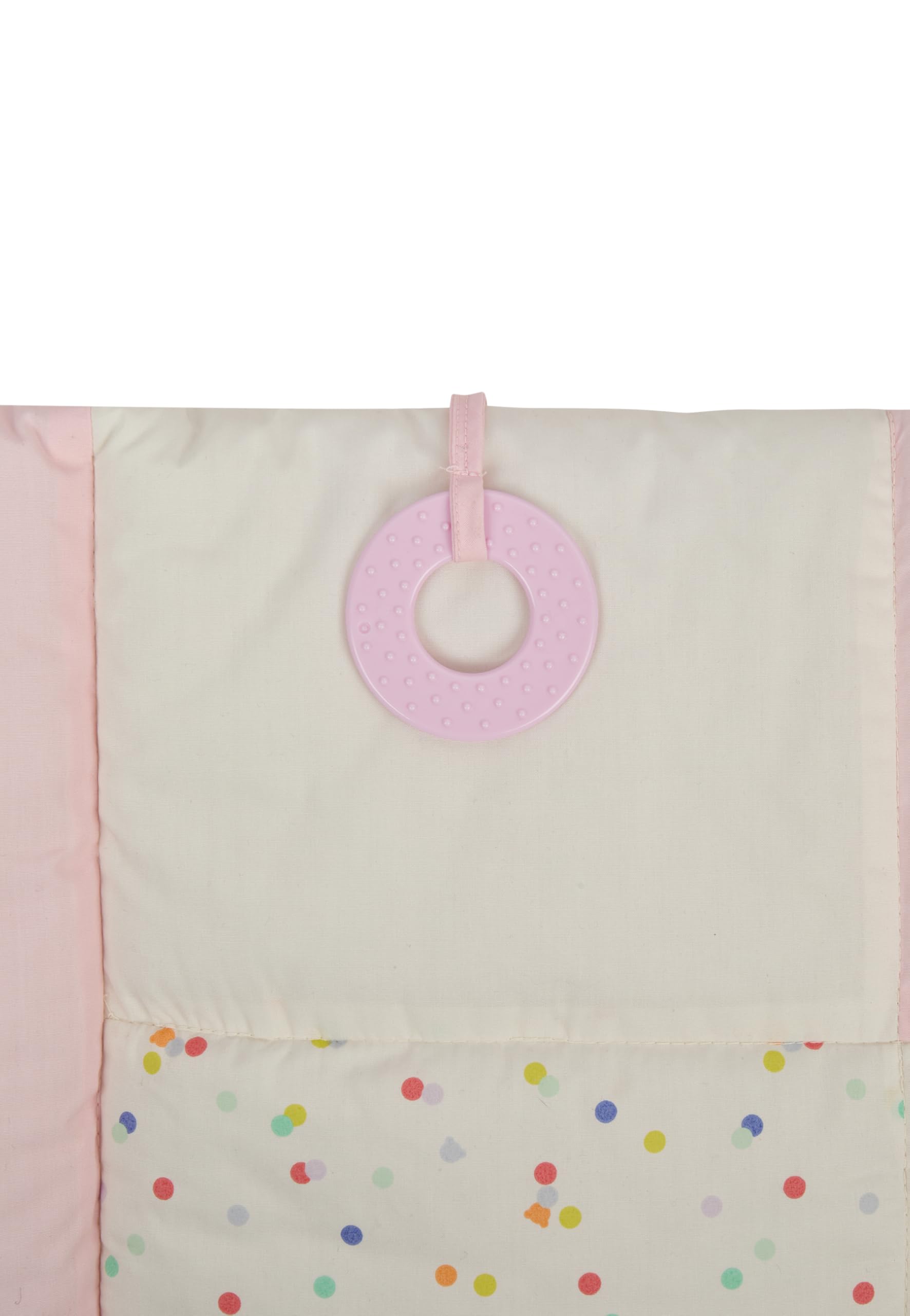 Sterntaler Spielbogen Bär Betty, Spielbogen mit Patchwork-Design, Stickmotive, Beißring, Spiegel, Rassel, Quietsche und Knisterpapier, abnehmbarer Bogen und Spielteile, wattiert, 100×80×3 cm, rosa