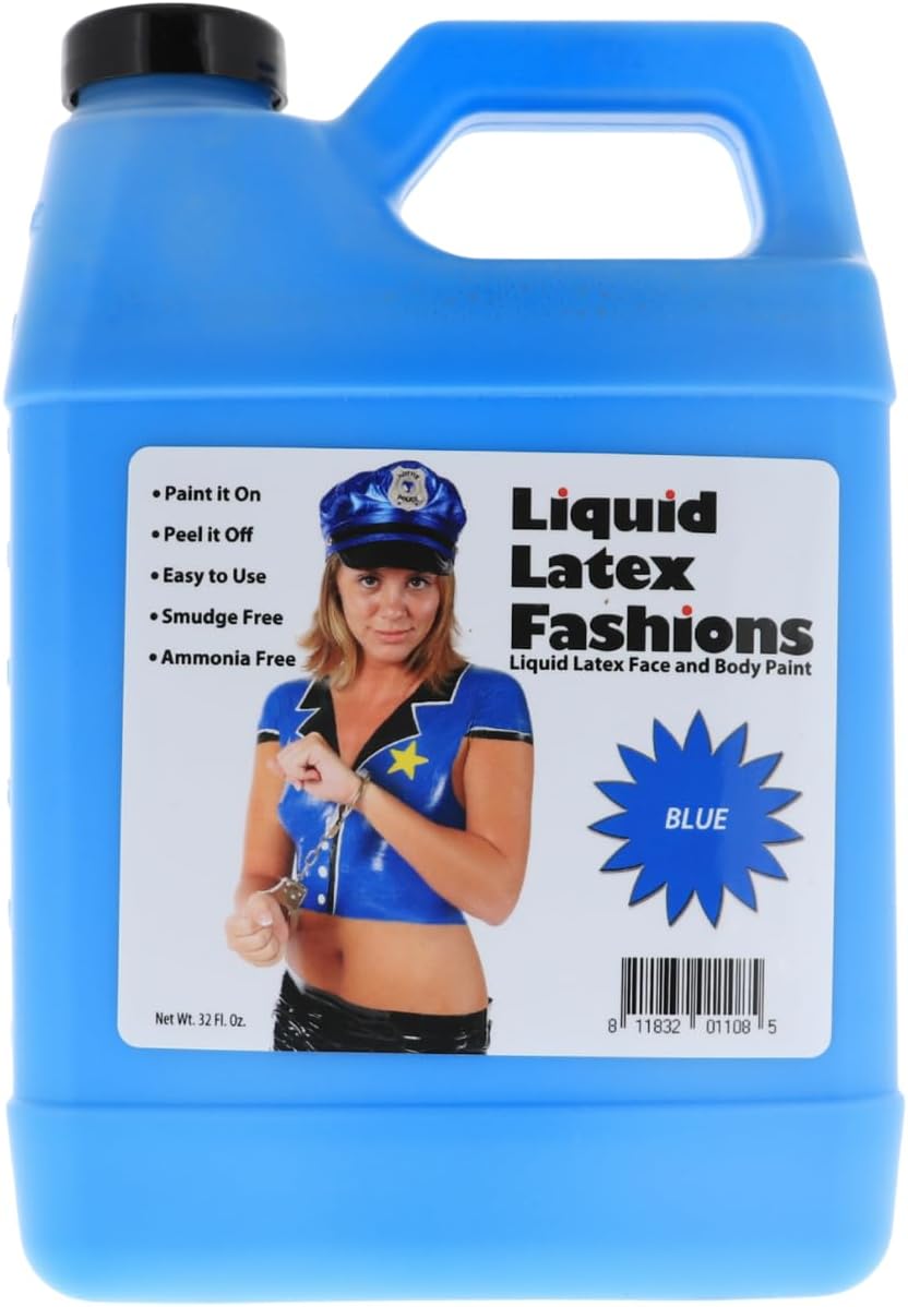 Blue 32 Oz - Liquid Latex Body Paint, Ammonia Free No Odor, Easy On and Off, Cosplay Makeup, Creates Professional Monster, Zombie Arts
