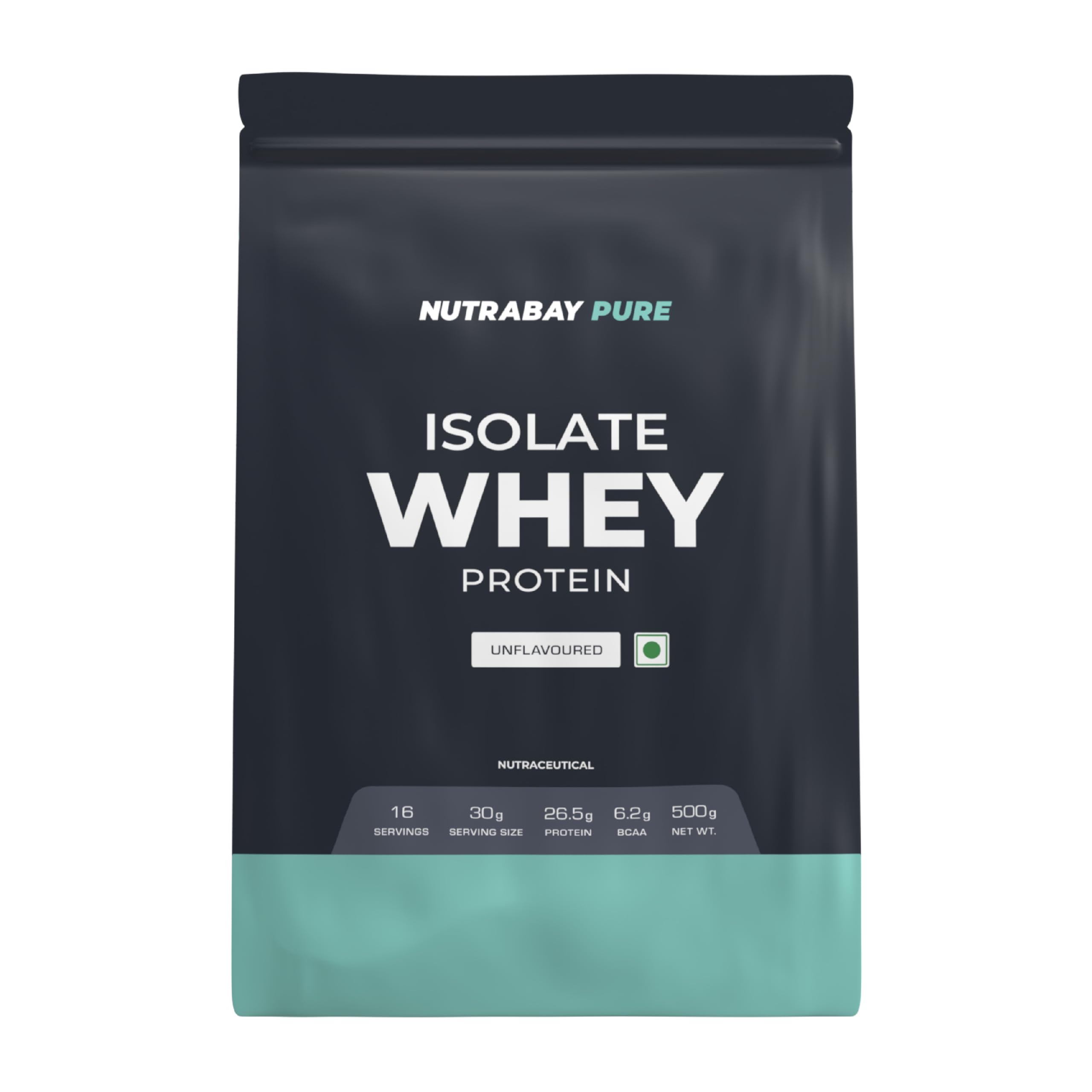Pure 100% Authentic & Clean Whey Protein Isolate Whey Protein Isolate Powder 26.5g Protein, 6.2g BCAA per Serving, NABL Lab Tested – Muscle Growth & Recovery – 500g, Unflavoured