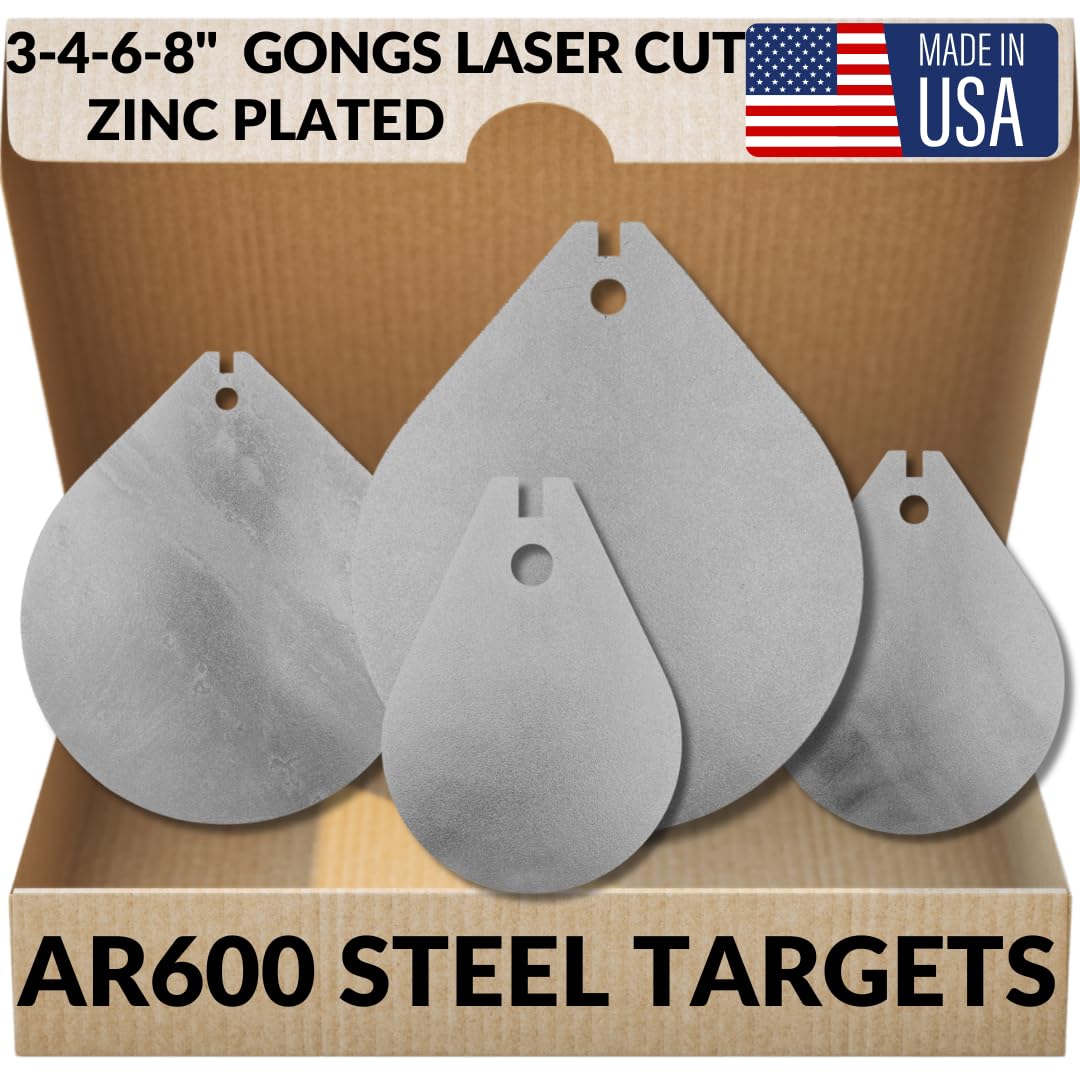 AR600 Steel Gong Shooting Targets - 3/4/6/8x5/16 Rifles to 1500fpe
