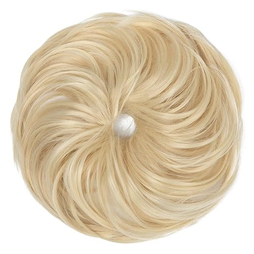 Miniatura 3 de SARLA Moño desordenado, pieza de cabello rubio playero, sintético estilo recogido, cola de caballo, extensiones de moño para mujeres y niñas