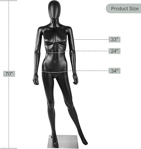 Miniatura 2 de Maniquí femenino de cuerpo completo negro - 70 pulgadas maniquí forma de vestido de exhibición de cuerpo completo maniquí Maniquí Torso Stand