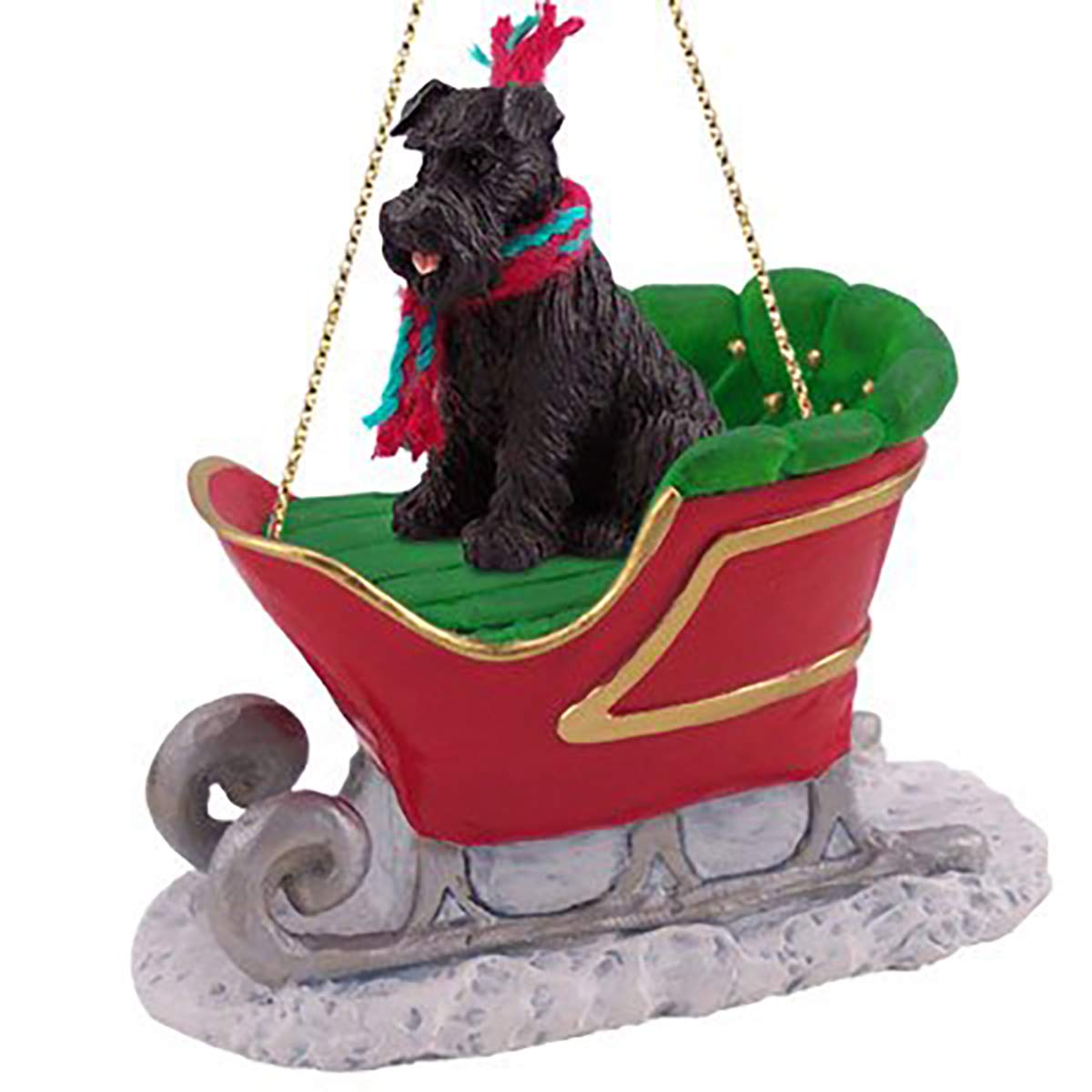Schnauzer de Noël traîneau noir figurine suspendue pour arbre festif
