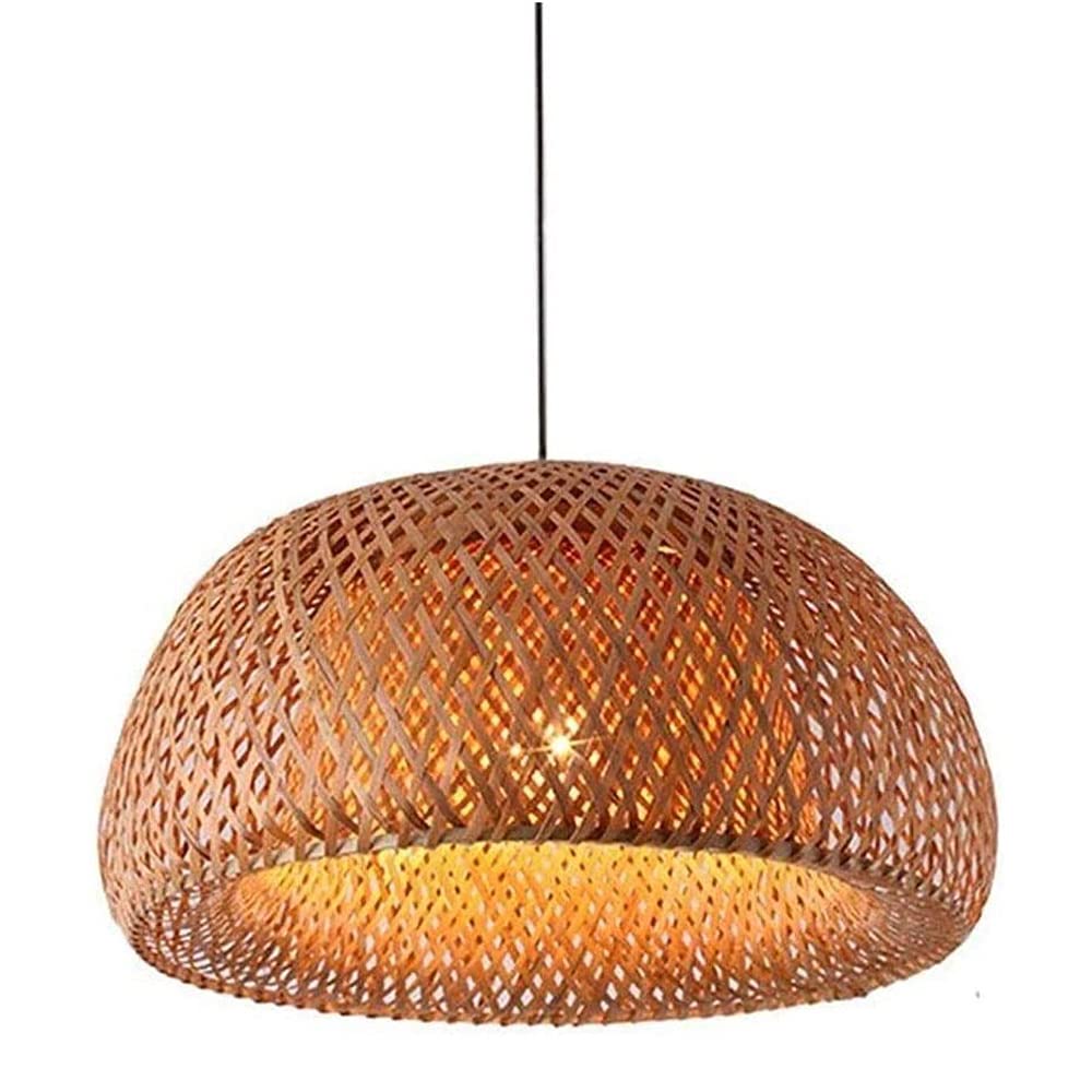 Lampe suspendue en bambou tressé luminaire cage oiseaux vintage