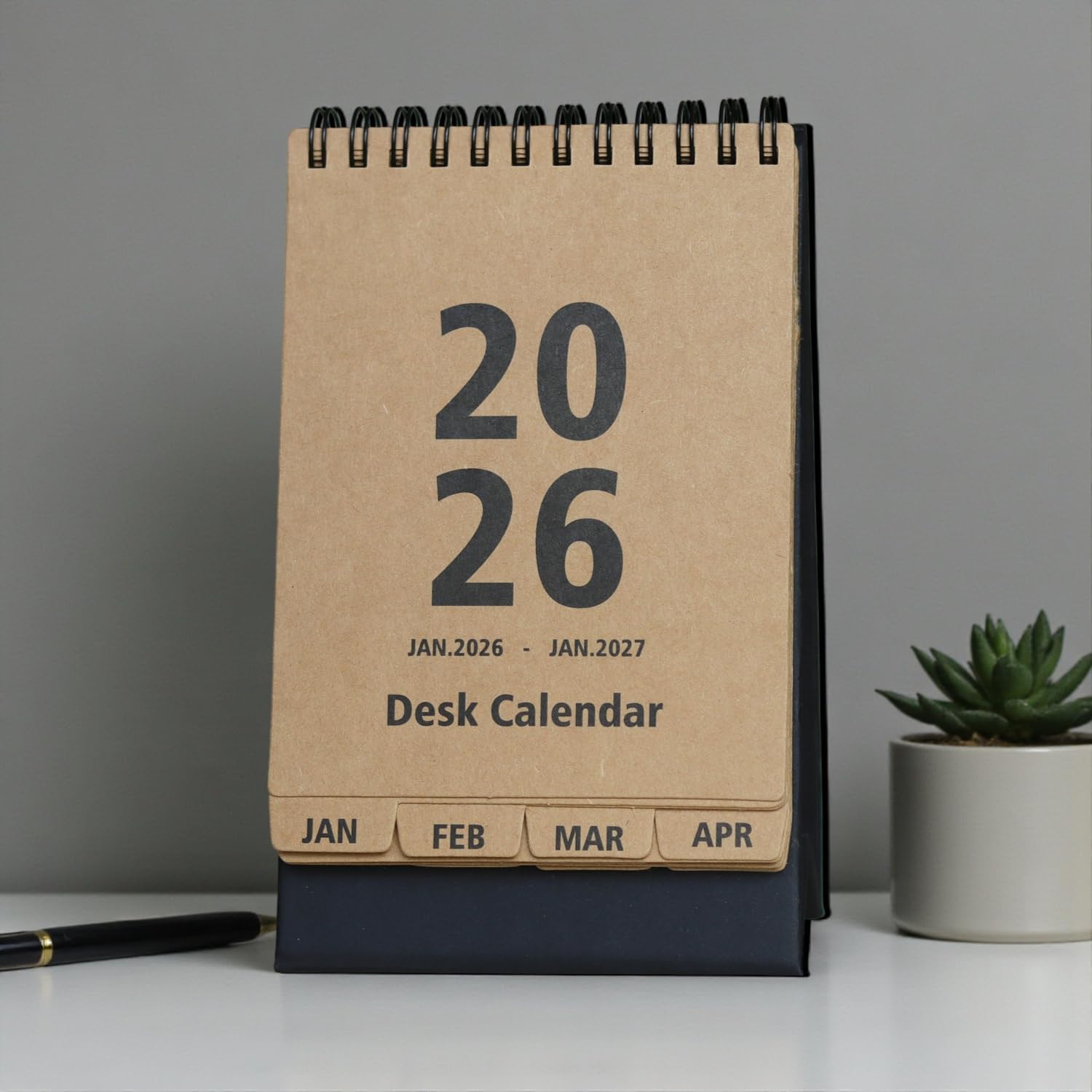 2026 Desk Calendar Mini Monthly Calendar 13 Months Standing Flip Calendar for Home Office Black (Brown)