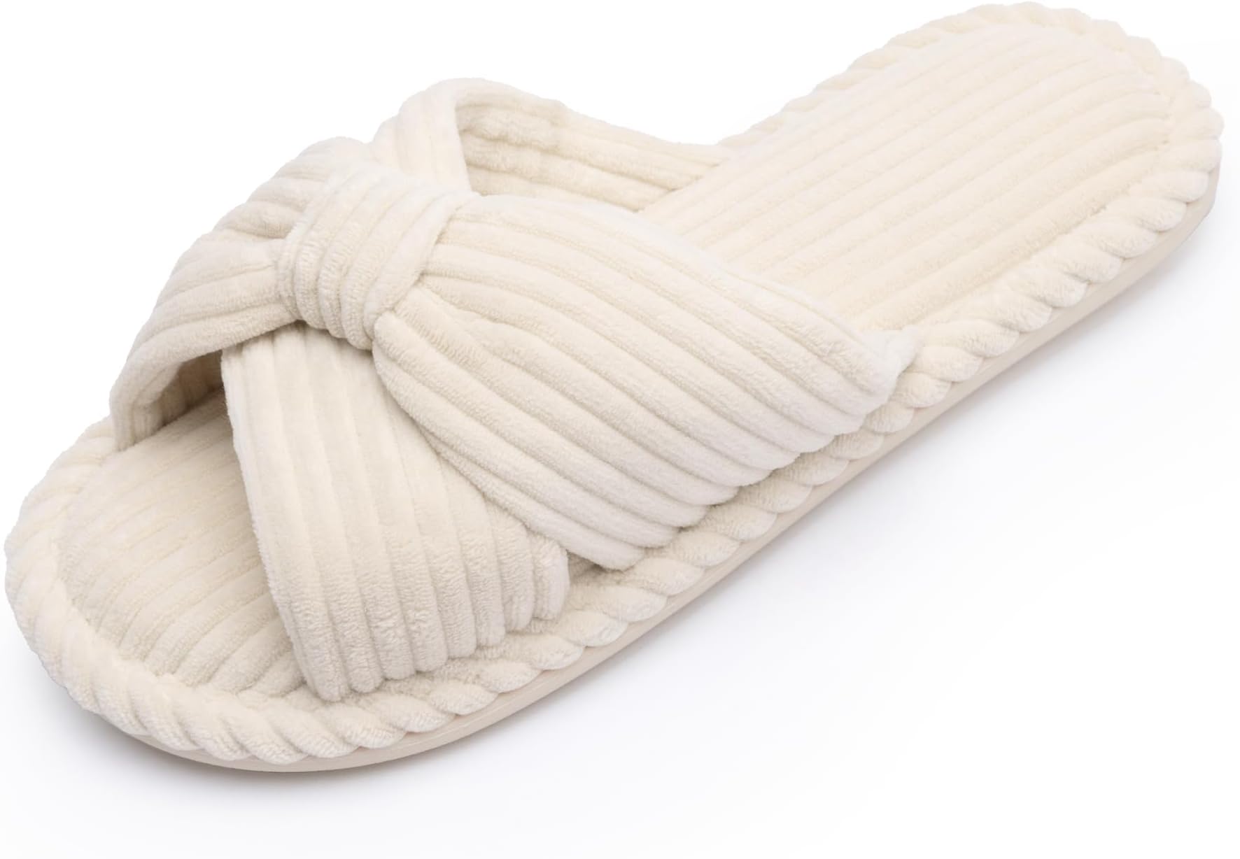 Slippers for Women Memory Foam House Womens Slipper Slides Home Bedroom Bathroom Spa Open Toe Corduroy Bow Slippers Cozy Comfortable