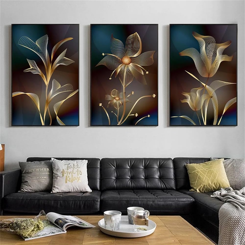 WUHBCZ Canvas Paints-Modern Abstract Art Flowers Painted on Wall Art Pictures Canvas Prints Posters and Prints for Living Kitchen Room Home Decor-60 * 80cm/3PCS (No Frame)