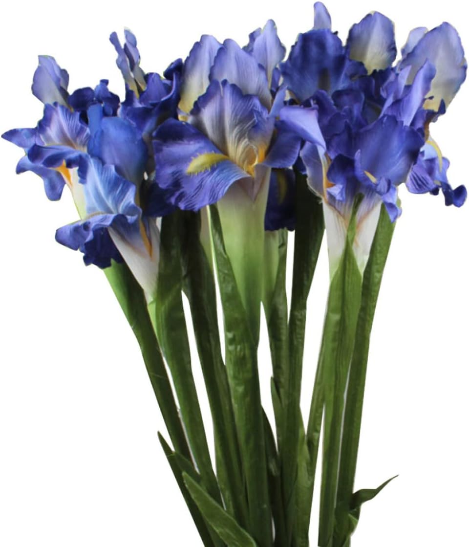 Fake Flower Bouquet Artificial Bundle,Artificial Bundle Long Stems Iris Silk Flowers Branch Wedding Party Decoration 3PCS
