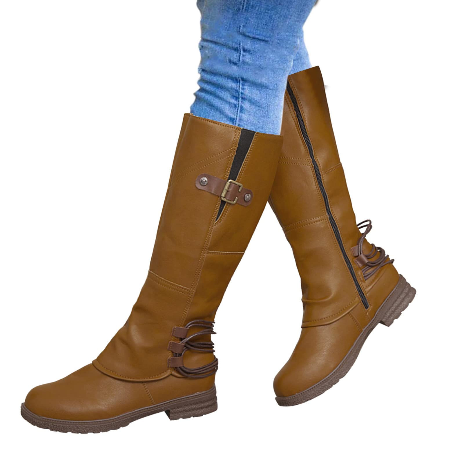 Winterstiefel Damen Overknees Stiefel Damen Mit Absatz Blockabsatz Spitze Cowboystiefel Elegant Kniehoch Langschaft Hohe Stiefel Cowboy Boots Lang Stiefeletten Winterschuhe Damenstiefel